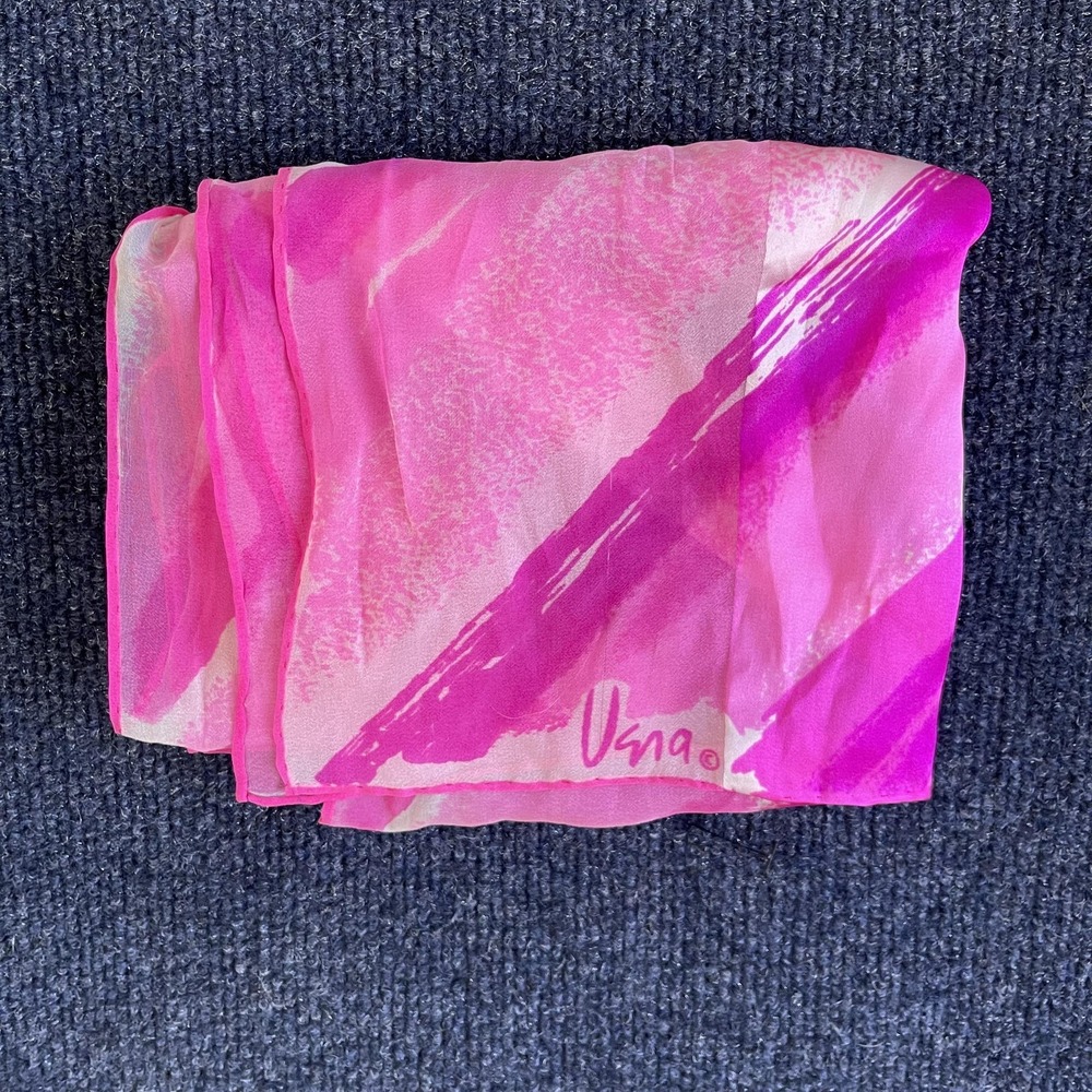 Vera Scarf Womens One Size Pink Striped Chiffon Rectangle Lightweight Neck Wrap